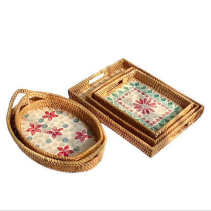 Rattan Shell Decorative Tray