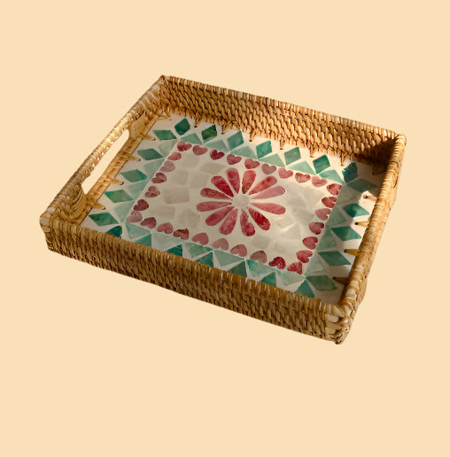 Rattan Shell Decorative Tray