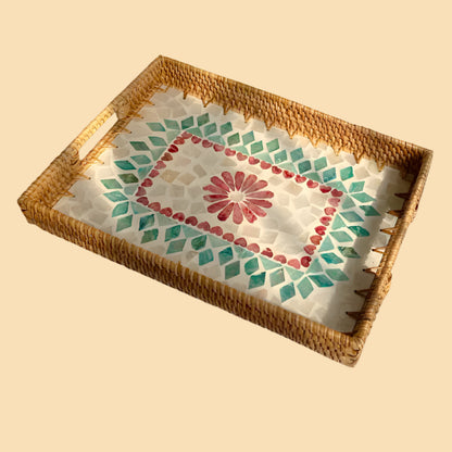 Rattan Shell Decorative Tray