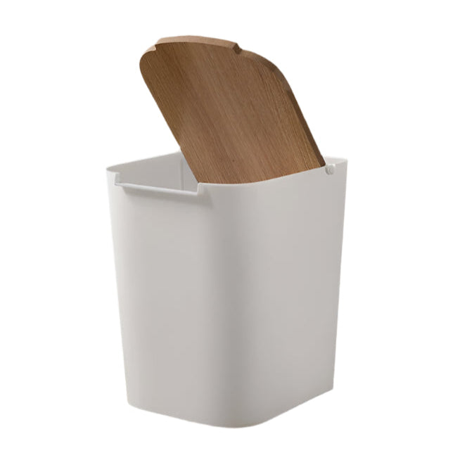 Wooden Flip-Lid Waste Bucket