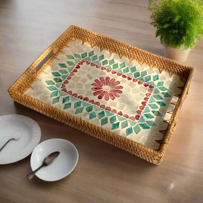 Rattan Shell Decorative Tray