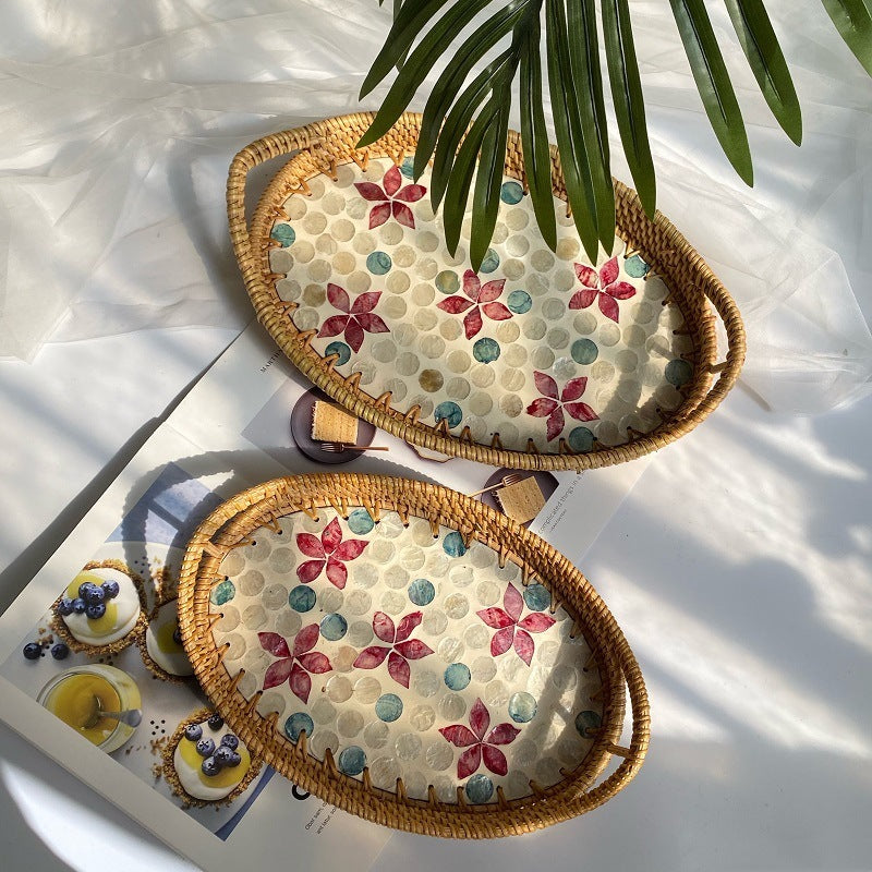 Rattan Shell Decorative Tray