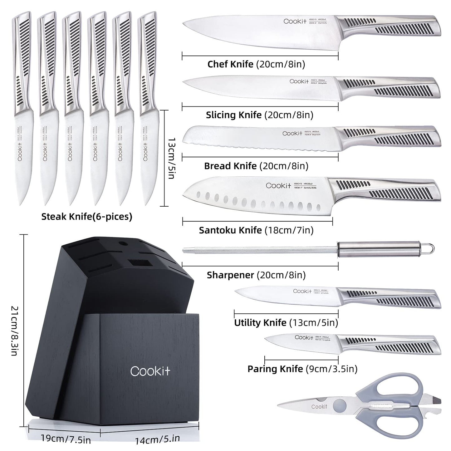 15PC Knife Set With Block