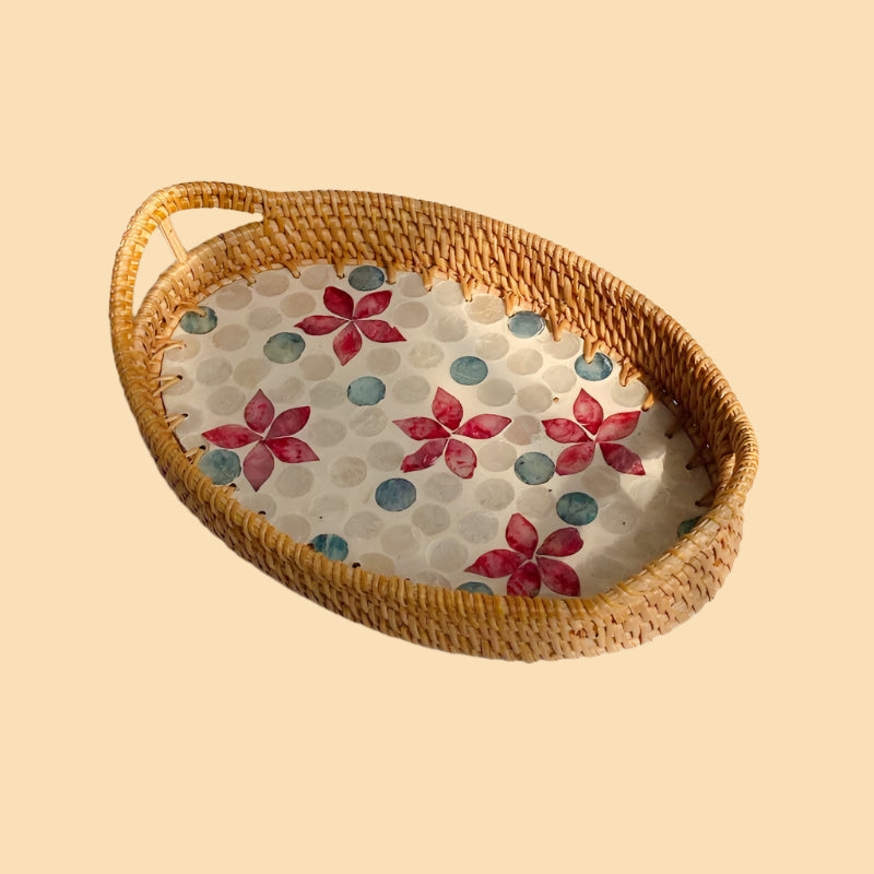 Rattan Shell Decorative Tray